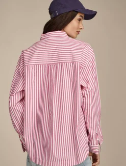 Lucky Brand boyfriend prep shirt pink stripe*WOMEN Blouses
