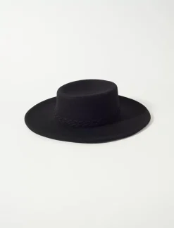 Lucky Brand braided band boater hat black*WOMEN Hats