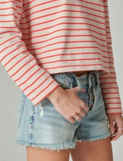 Lucky Brand breton long sleeve tee pink/red*WOMEN Knit Tops