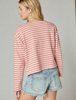 Lucky Brand breton long sleeve tee pink/red*WOMEN Knit Tops