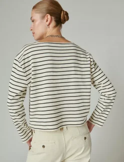 Lucky Brand breton long sleeve tee cream/black*WOMEN Knit Tops