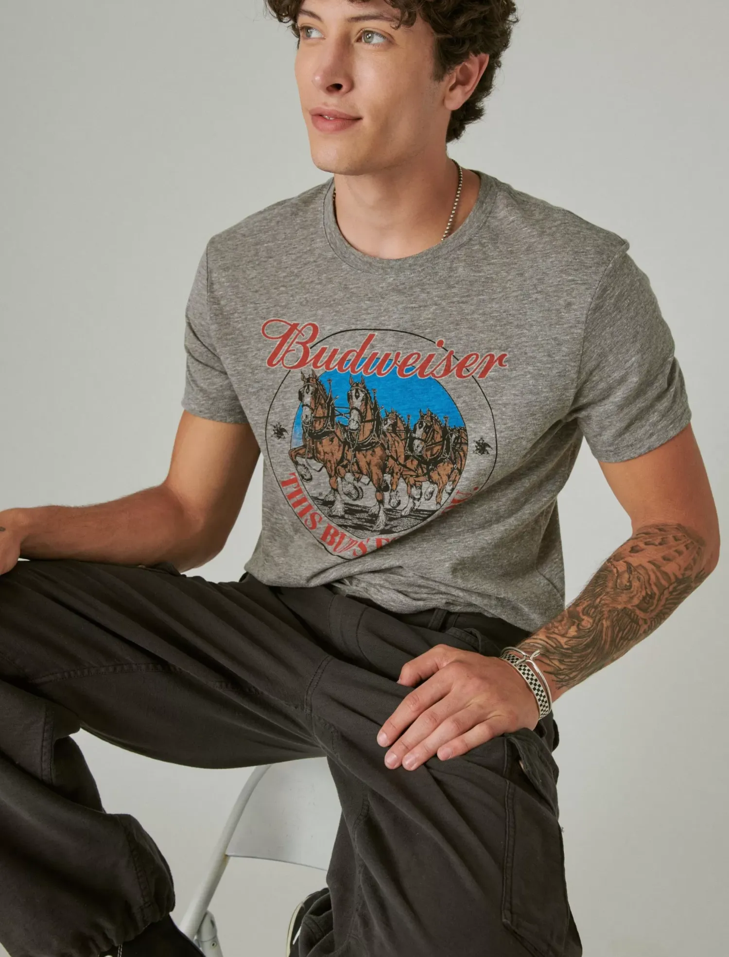 Lucky Brand bud clydesdales heather grey*MEN Graphic Tees