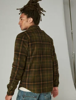 Lucky Brand buffalo plaid knit shirting olive multi*MEN Button-Downs