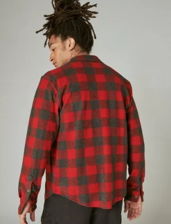 Lucky Brand buffalo plaid knit shirting red multi*MEN Button-Downs