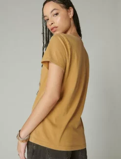 Lucky Brand butterfly garden classic crew honey mustard*WOMEN Graphic Tees