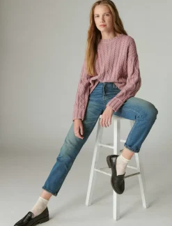 Lucky Brand cable crew sweater nostalgia rose*WOMEN Sweaters & Sweatshirts