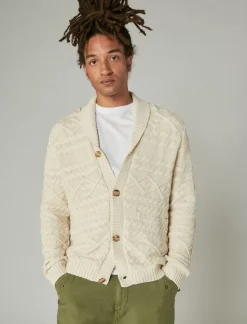 Lucky Brand cable knit cardigan whitecap gray*MEN Sweaters