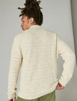 Lucky Brand cable knit cardigan whitecap gray*MEN Sweaters