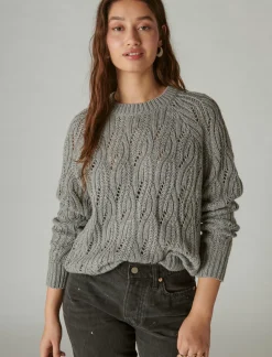 Lucky Brand cable stitch shine pullover medium heather grey*WOMEN Sweaters & Sweatshirts
