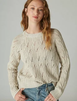 Lucky Brand cable stitch shine pullover straw heather*WOMEN Sweaters & Sweatshirts
