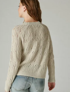 Lucky Brand cable stitch shine pullover straw heather*WOMEN Sweaters & Sweatshirts