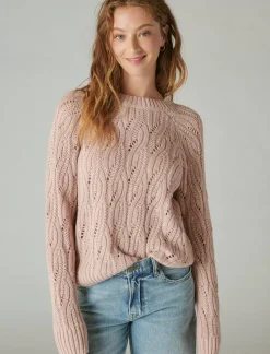 Lucky Brand cable stitch shine pullover sepia rose*WOMEN Sweaters & Sweatshirts
