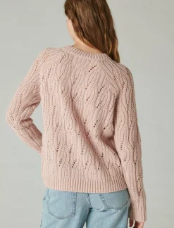 Lucky Brand cable stitch shine pullover sepia rose*WOMEN Sweaters & Sweatshirts