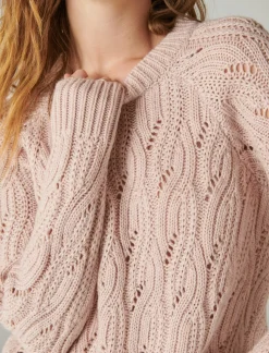 Lucky Brand cable stitch shine pullover sepia rose*WOMEN Sweaters & Sweatshirts