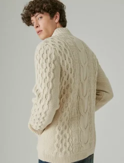 Lucky Brand cable zip up cardigan cream*MEN Sweaters