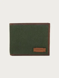 Lucky Brand canvas with leather trim bifold wallet light green*MEN Bags & Wallets