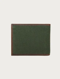 Lucky Brand canvas with leather trim bifold wallet light green*MEN Bags & Wallets