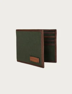 Lucky Brand canvas with leather trim bifold wallet light green*MEN Bags & Wallets