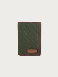 Lucky Brand canvas with leather trim trifold wallet light green*MEN Bags & Wallets