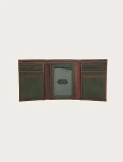 Lucky Brand canvas with leather trim trifold wallet light green*MEN Bags & Wallets