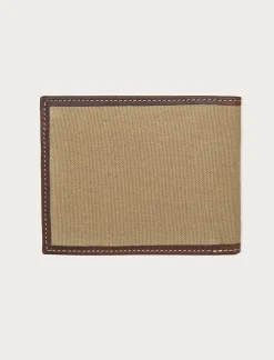 Lucky Brand canvas with leather trim bifold wallet natural*MEN Bags & Wallets
