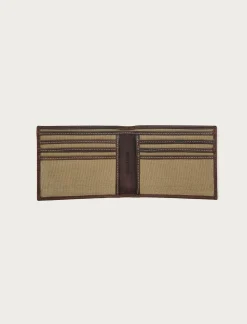 Lucky Brand canvas with leather trim bifold wallet natural*MEN Bags & Wallets