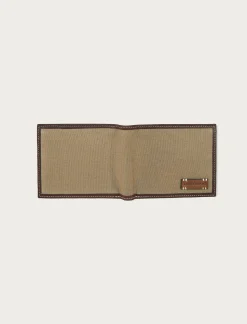 Lucky Brand canvas with leather trim bifold wallet natural*MEN Bags & Wallets