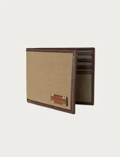 Lucky Brand canvas with leather trim bifold wallet natural*MEN Bags & Wallets