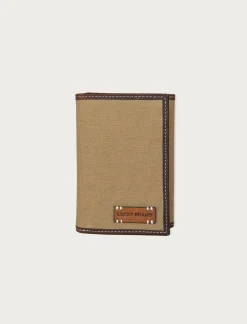 Lucky Brand canvas with leather trim trifold wallet natural*MEN Bags & Wallets