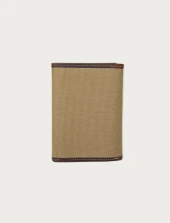 Lucky Brand canvas with leather trim trifold wallet natural*MEN Bags & Wallets