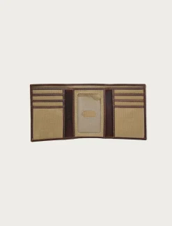 Lucky Brand canvas with leather trim trifold wallet natural*MEN Bags & Wallets