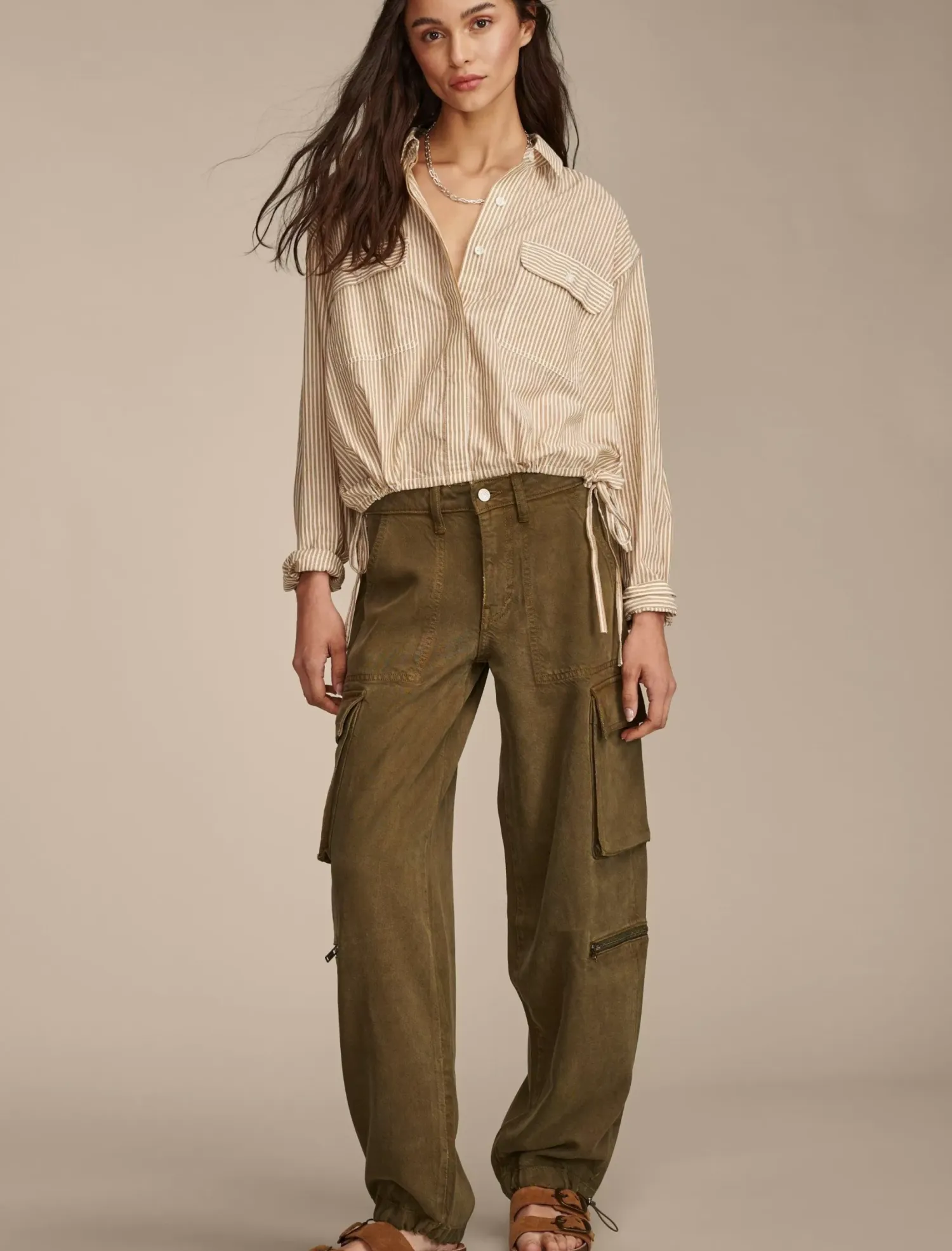 Lucky Brand cargo denim jean dark olive*WOMEN Pants|Jeans