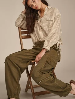 Lucky Brand cargo denim jean dark olive*WOMEN Pants|Jeans