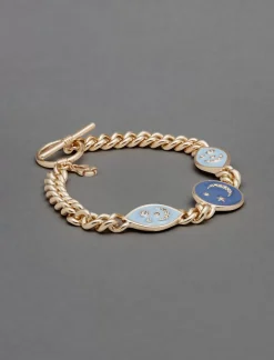 Lucky Brand celestial enamel link toggle bracelet silver*WOMEN Jewelry