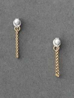 Lucky Brand chain backing earring two tone*WOMEN Jewelry