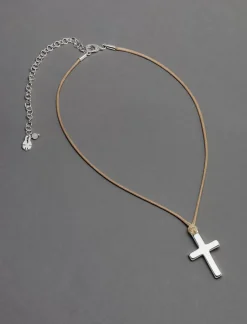 Lucky Brand chord cross choker necklace silver*WOMEN Jewelry