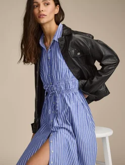 Lucky Brand cinch waist shirt dress blue stripe*WOMEN Dresses