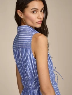 Lucky Brand cinch waist shirt dress blue stripe*WOMEN Dresses