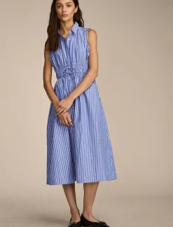 Lucky Brand cinch waist shirt dress blue stripe*WOMEN Dresses