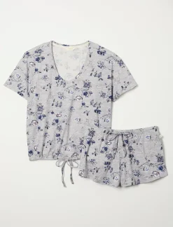 Lucky Brand cinched hem tee & curved hem short set dark grey*WOMEN Intimates & Sleepwear