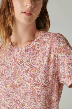 Lucky Brand classic crew pink combo*WOMEN Knit Tops