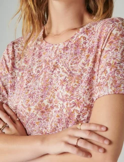Lucky Brand classic crew pink combo*WOMEN Knit Tops