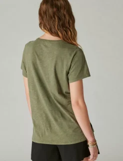 Lucky Brand classic crew dusty olive*WOMEN Knit Tops