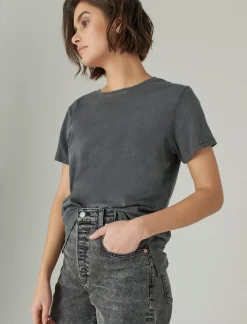 Lucky Brand classic crew asphalt*WOMEN Knit Tops