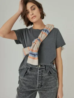 Lucky Brand classic crew asphalt*WOMEN Knit Tops