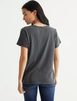 Lucky Brand classic crew jet black*WOMEN Graphic Tees