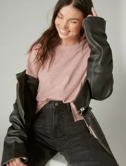 Lucky Brand classic crew fawn*WOMEN Knit Tops
