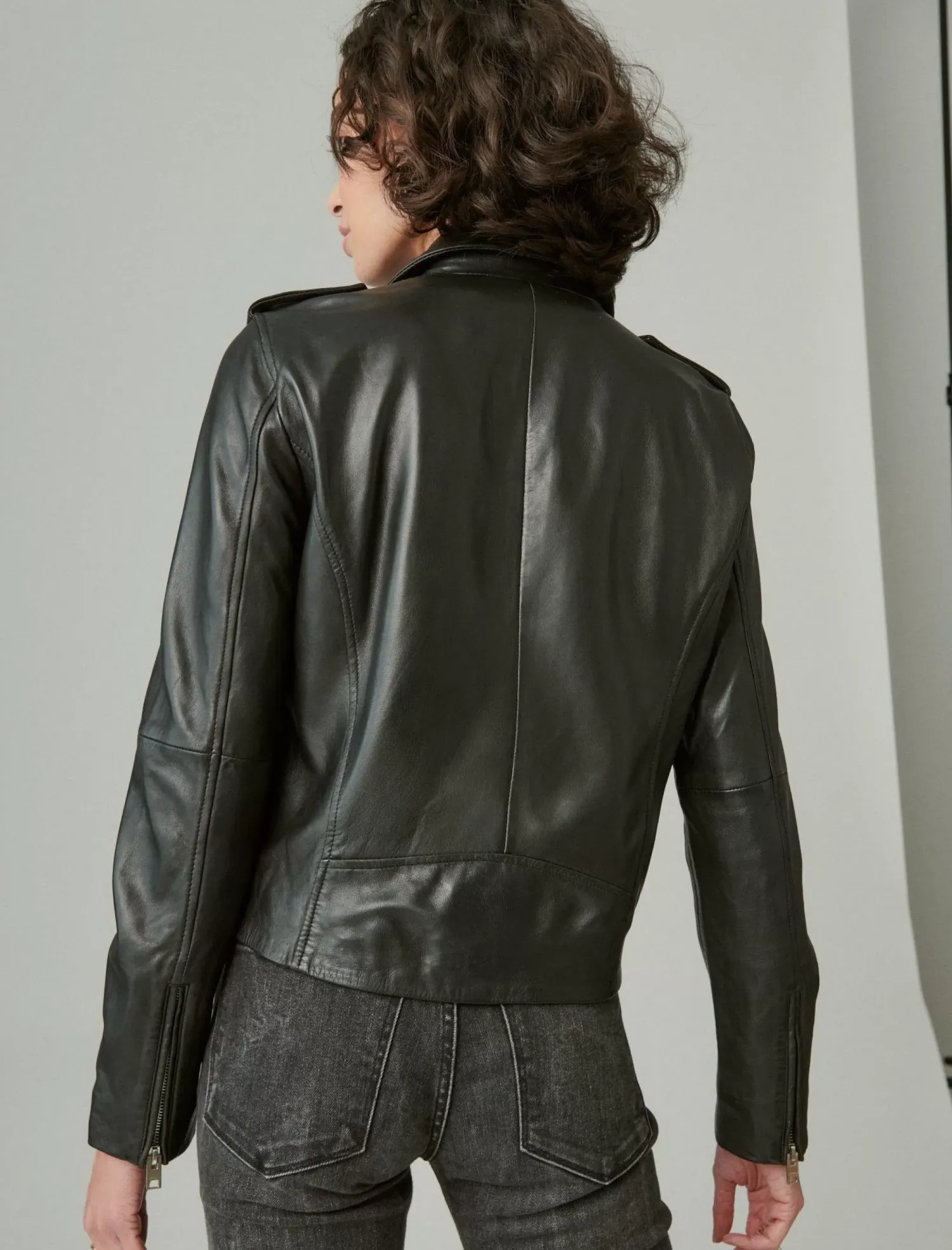 Lucky Brand classic leather moto jacket washed black*WOMEN Jackets & Outerwear