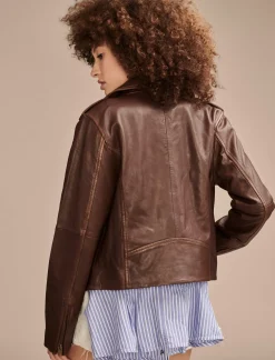 Lucky Brand classic leather moto jacket chestnut*WOMEN Jackets & Outerwear
