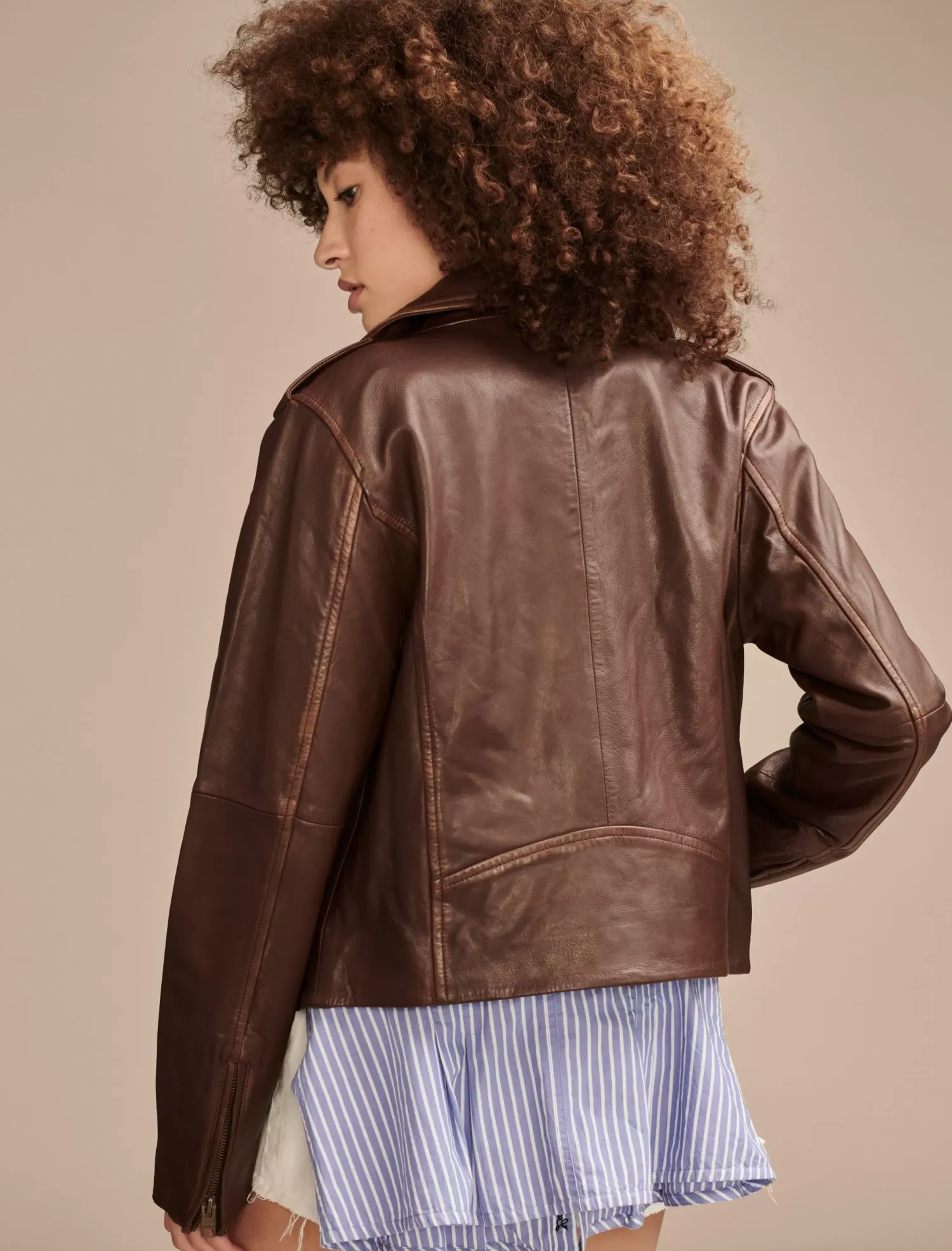 Lucky Brand classic leather moto jacket chestnut*WOMEN Jackets & Outerwear